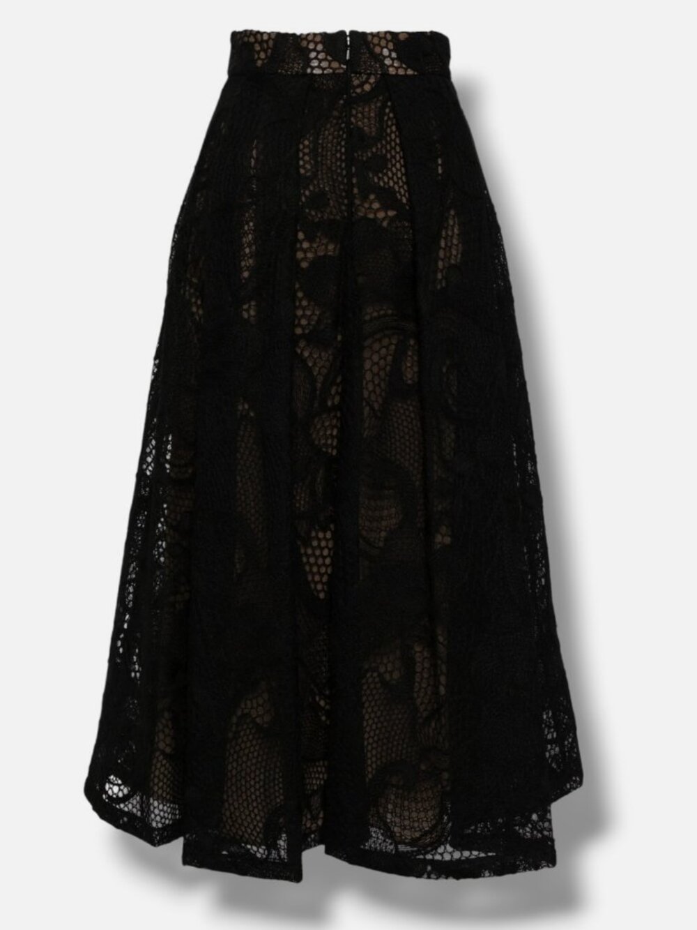 Elie Saab Women's Black Embroidered Midi Skirt Size 34